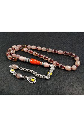 Alman Gümüş Püskül Kombinli Gümüş Nakkaş Imame Sıkma Kehribar Sertifikalı