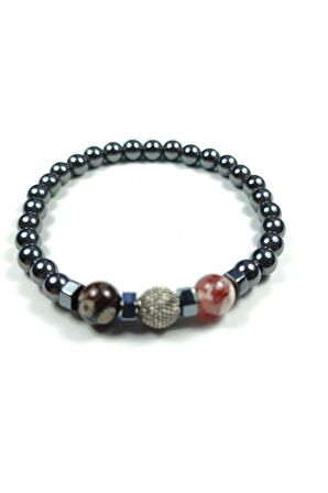 Hematit ve Doğal Taş Kombinli Bileklik Model No:468