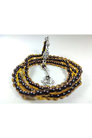 Kurt Başlı Alman Gümüş Püskül Kombinli Sıkma Kehribar No 2770