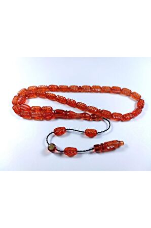 Mehmet Sancaktar Usta Işi Imzalı Sertifikalı Kalem Işçilikli Ateş Kehribar