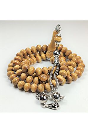 Usta Işçilikli Gümüş Kaplama Püsküllü Nadir Tür Tossak Ağacı Namaz Sertifikalı