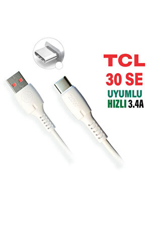 TCL 30 SE Şarj Kablosu USB - TYPE-C 3.4A HIZLI TCL 30SE Şarj Aleti Kablosu uyumlu