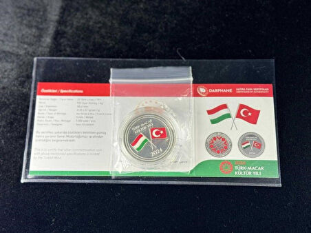 2024 Türk Macar Kültür Yılı Gümüş Hatıra Para Sertifikalı