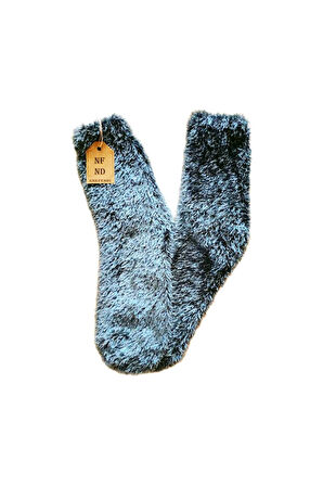 3 Çift Tüylü Kışlık Termal Patik Dikişsiz Çorap Erkek Kadın Ev-parti Çorabı Mavi Füme Sarı 36-41