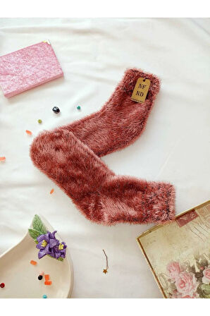 3 ÇİFT TÜYLÜ KIŞLIK TERMAL PATİK DİKİŞSİZ EV-PARTİ ÇORABI PEMBE SARI GÜLKURU 36-41.