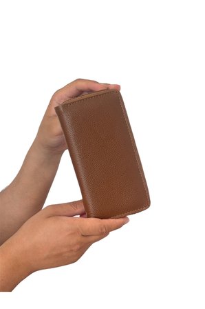 Premium Serisi Lüks Deri Dikey Fermuarlı Telefon Bölmeli Cüzdan Kemer Kartlık Ve Bileklik Erkek Seti