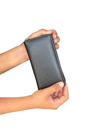 Premium Serisi Lüks Deri Dikey Fermuarlı Telefon Bölmeli Cüzdan Kemer Kartlık Ve Bileklik Erkek Seti