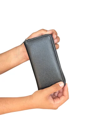 Premium Serisi Lüks Deri Dikey Fermuarlı Telefon Bölmeli Cüzdan Kemer Kartlık Ve Çakmak Erkek Seti