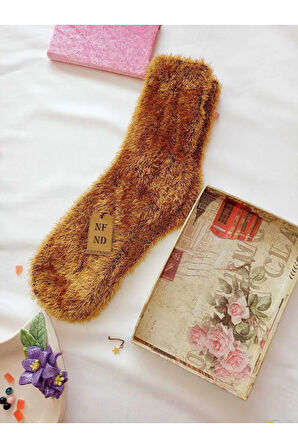 2 ÇİFT TÜYLÜ KIŞLIK TERMAL PATİK DİKİŞSİZ ÇORAP ERKEK KADIN EV-PARTİ ÇORABI GÜL KURUSU SARI 36-41.