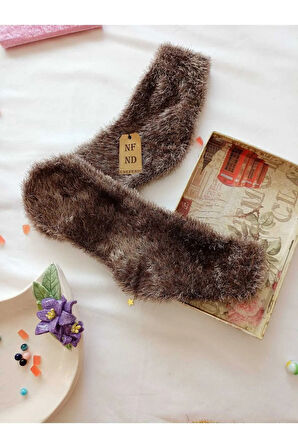 2 ÇİFT TÜYLÜ KIŞLIK TERMAL PATİK DİKİŞSİZ ÇORAP ERKEK KADIN EV-PARTİ ÇORABI SARI KAHVERENGİ 36-41.