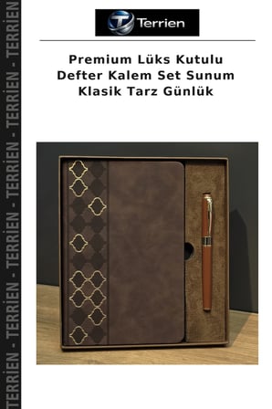 Premium Lüks Kutulu Defter Kalem Set Sunum Klasik Tarz Günlük