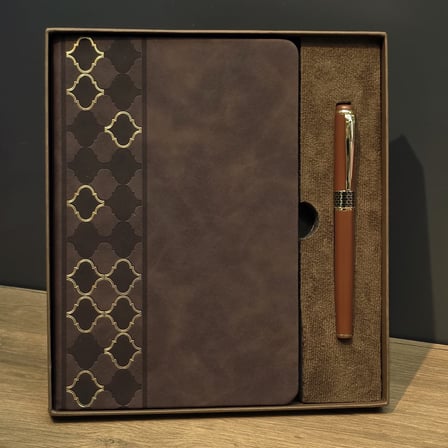 Premium Lüks Kutulu Defter Kalem Set Sunum Klasik Tarz Günlük
