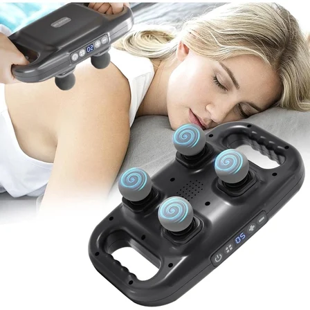 2000Mah 1 Adet 4 Başlıklı Masaj Tabancası Ergonomik Derin Doku Sırt Ve Boyun Masaj Aleti Ağrı Ve Sız