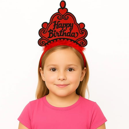 Kırmızı Happy Birthday Prenses Tacı Doğum Günü Taç Aksesuarı Çeşidi