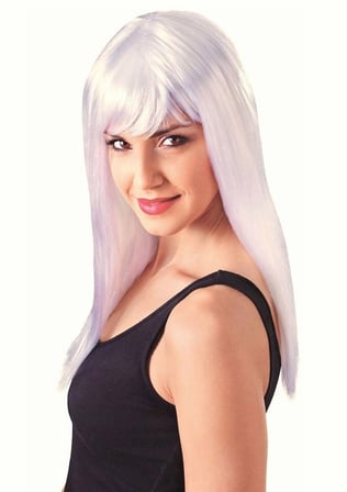 60 Cm Beyaz Renk Uzun Düz Parti Peruğu