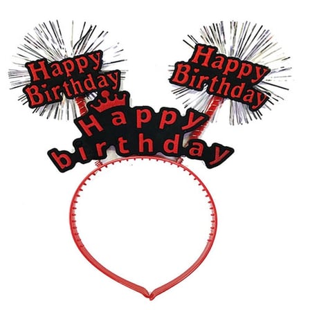 Happy Birthday Yazılı Püsküllü Neon Kırmızı Renk Doğum Günü Tacı 22X19 Cm Çeşidi