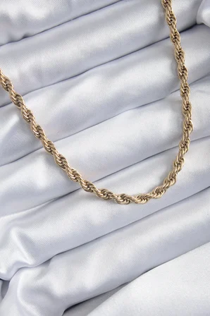 Kadın Kolye Çelik Gold Renk 60 Cm Burgu Model