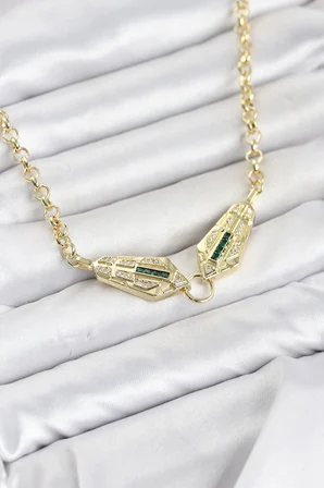 Kolye Pirinç Gold Renk Zirkon Taşlı Serenay
