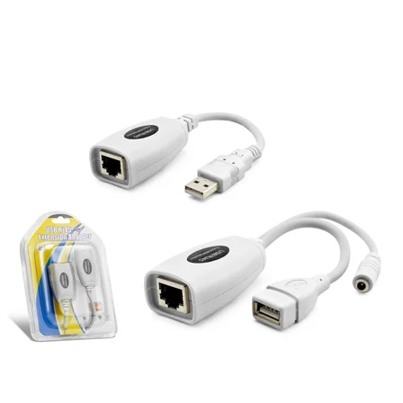 60 M Ölçülü Usb Rj45 Kablolu Uzatıcı Seti Beyaz