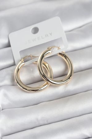 Kadın Küpe Gold Renk Pirinç Halka 30 Mm