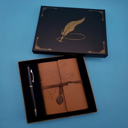 Defter Taba Deri Ve Kalem Set