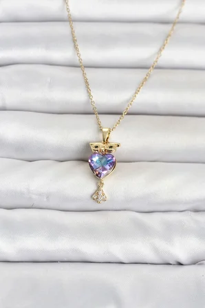 Kadın Kolye Çelik Zincir Gold Renk Baykuş Model
