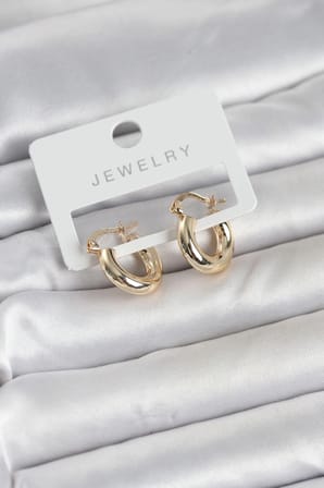 Kadın Küpe Gold Renk Pirinç Halka 15 Mm