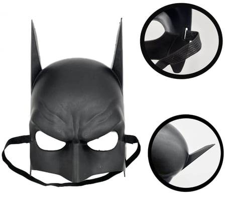 Maske Siyah Renk Çocuk Boy Arkadan Lastikli Batman Si 20X14 Cm