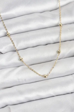 Kadın Kolye Cm Gold Renk Top Zincirli