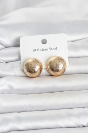 Kadın Küpe Çelik Gold Renk Top Model
