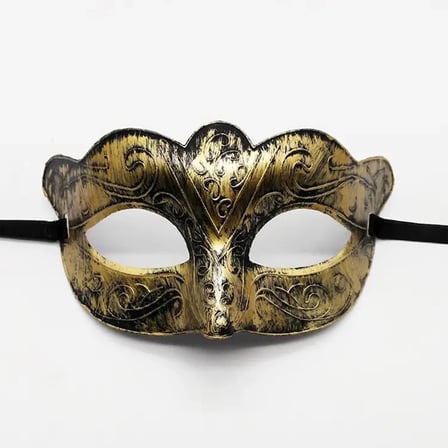Maske Altın Renk Eskitme Maskeli Balo Maskesi Venedik Tarzı Parti Si