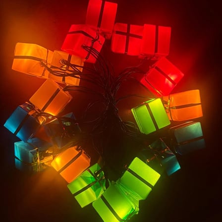 Hediye Kutusu 4 Metre 20 Led Pilli 2 Kademeli Yılbaşı Ağacı Süsü Led Işık Mz 2