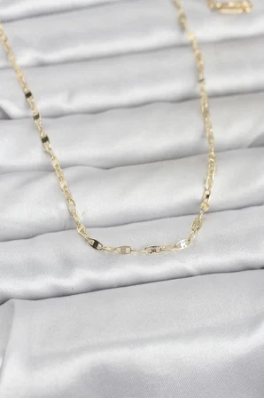 Kadın Kolye Cm 14K Gold Renk Yassı Gemici Zincir Model 60 Cm