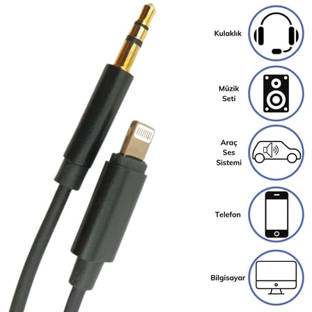 Ergonomik I Phone Lightning 35 Mm Jack Ses Dönüştürücü Kablosu