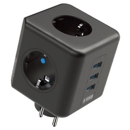 Ergonomik Çocuk Koruma Özellikli Isıya Dayanıklı 3 Priz Ve 3 Usb Girişli Akıllı Küp Priz