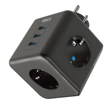 Ergonomik Çocuk Koruma Özellikli Isıya Dayanıklı 3 Priz Ve 3 Usb Girişli Akıllı Küp Priz