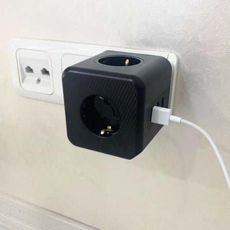 Ergonomik Çocuk Koruma Özellikli Isıya Dayanıklı 3 Priz Ve 3 Usb Girişli Akıllı Küp Priz