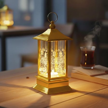 Tcx Ramazan Temali Gold Kare Kubbe Led Lamba
