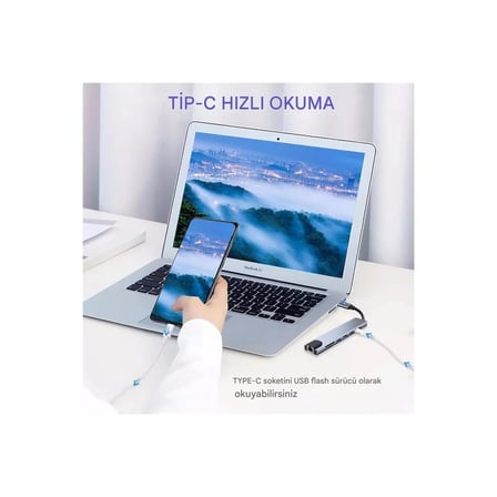 Ergonomik Çok Amaçlı Usb-C Alüminyum Dönüştürücü Hub