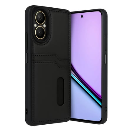 Tcx Realme 12 Lite Kılıf Sara Kartvizitli Deri Kılıf - Siyah