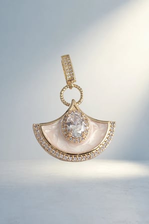 Gold Renk Zirkon Taşlı Beyaz Mineli Ajda Charm