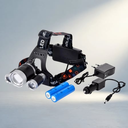 Güçlü Led Işık Üç Başlıklı Kafa Lambası Kamp İçin