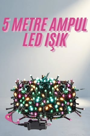 Çok Fonksiyonlu Renkli Led Işık 5 Metre 50 Ampul