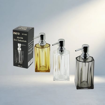Şeffaf Renkli Akrilik Sabunluk 280Ml Modern Tasarım Ile Banyo Ve Mutfak İçin
