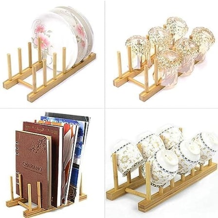 Tabak Fincan Kitap Ve Dosya İçin Bambu Düzenleme Standı Kolay Kurulumlu