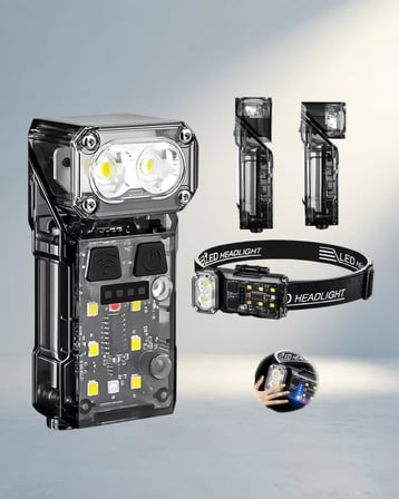Fonksiyonel Şarjlı Led Kafa Lambası 1200 Mah El Sensörlü