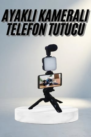 Kumandalı Telefon Tutucu Led Işıklı 1 Adet Vlog Seti