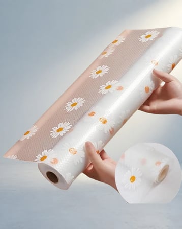 Kaydırmaz Papatya Desenli Çekmece Matı 10 Metre Kolay Temizlik
