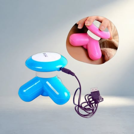 Usb Şarjlı Mini El Masaj Aleti Üç Başlıklı Titreşimli Konfor