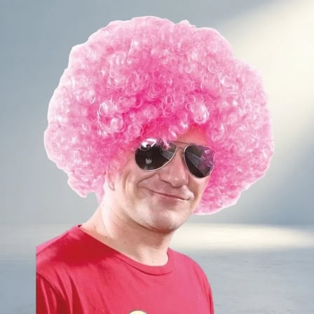 Kıvırcık Afro Bonus Peruk Açık Pembe Renkli Tasarım